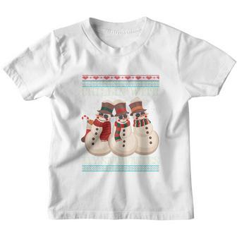 Chillin With My Snowmies Ugly Christmas Snowman Funny Gift Black Youth T-shirt - Monsterry UK