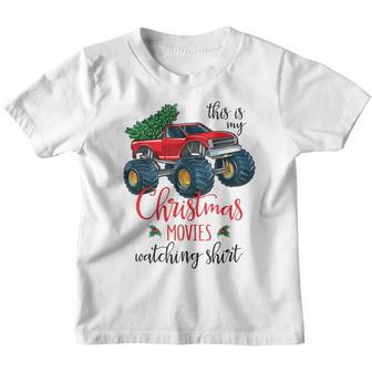 Christmas Movie Watching Xmas Monster Truck Boys Youth T-shirt - Thegiftio UK