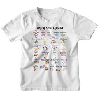 Coping Skills Alphabet Mental Health Awareness Women Kids Youth T-shirt - Thegiftio UK