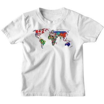 Countries Flags Girls World Maps Kids World Maps Boys Youth T-shirt | Mazezy