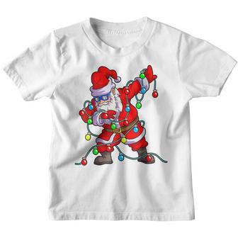 Cute Dabbing Santa Christmas Lights Men Kids Boys Pajama Youth T-shirt - Thegiftio UK