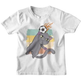 Cute Kawaii Football Soccer Player Funny Goalkeeper Best Cat Youth T-shirt - Thegiftio UK