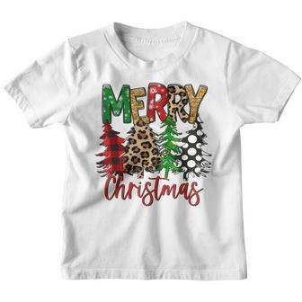 Cute Merry Christmas Tree Buffalo Plaid & Leopard Youth T-shirt - Thegiftio UK