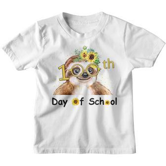 Cute Sloth With Sunflower Happy 100Th Day Of School Gifts Youth T-shirt - Thegiftio UK