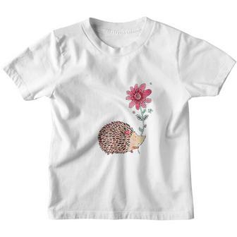 Cute Vintage Hedgehog And Flower Art V2 Youth T-shirt - Thegiftio UK