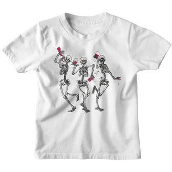 Dancing Skeletons Funny Halloween Easy Costume Drinking Wine Youth T-shirt - Thegiftio UK