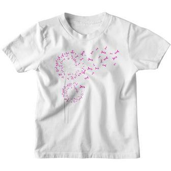 Dandelion Faith Hope Love Breast Cancer Awareness Flower V4 Youth T-shirt - Thegiftio UK