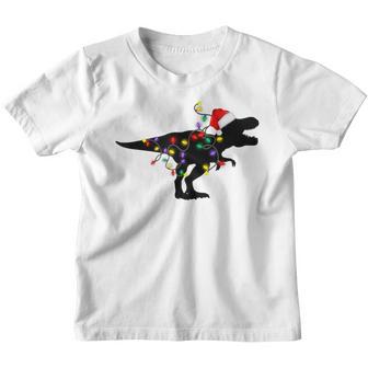 Dinosaur Christmas Lights Pajamas Family T Rex Xmas Boy Kids V2 Youth T-shirt - Thegiftio UK