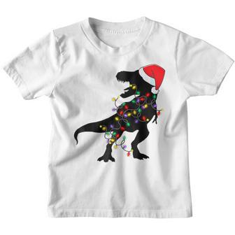 Dinosaur Christmas Lights T Rex Xmas Pajamas Boys Kids Men Youth T-shirt - Thegiftio UK