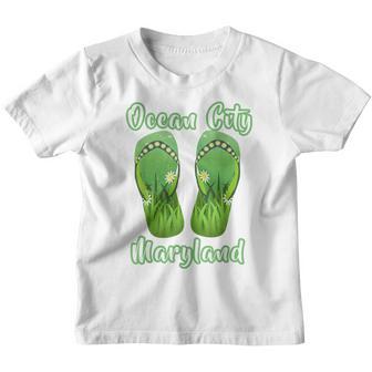Distressed Ocean City Maryland Daisy Flip Flops Youth T-shirt - Thegiftio UK