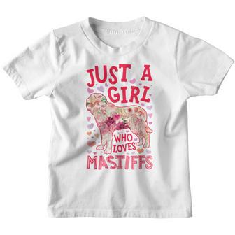 English Mastiff Just A Girl Who Loves Mastiffs Dog Flower Youth T-shirt - Thegiftio UK