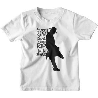 Every Girl Needs A Little Rip In Her Jeans Cow Lover Youth T-shirt - Thegiftio UK