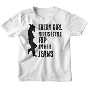 Every Girl Needs A Little Rip In Her Jeans Cowboy Retro Youth T-shirt - Thegiftio UK