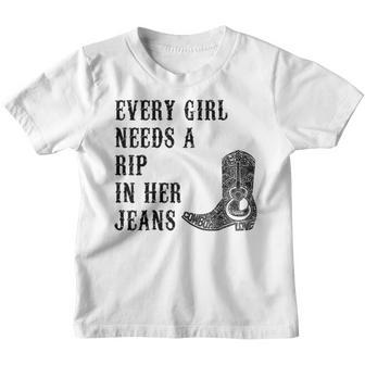 Every Girl Needs A Little Rip In Her Jeans V50 Youth T-shirt - Thegiftio UK