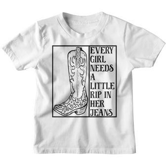 Every Girl Needs A Little Rip In Her Jeans V68 Youth T-shirt - Thegiftio UK