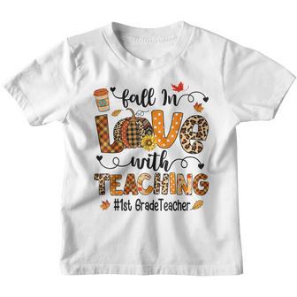 Fall Vibes Fall In Love With Teaching 1St Grade Teacher Youth T-shirt - Thegiftio UK