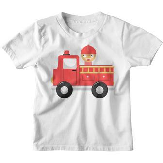 Fire Fighter Truck Kids | Toddler Boys Firetruck Youth T-shirt - Seseable