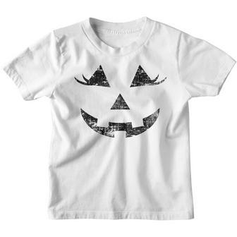 Fun Halloween Jack O Lantern Pumpkin Eyelashes Face Vintage Youth T-shirt - Thegiftio UK