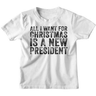 Funny All I Want For Christmas Is A New President Vintage V3 Youth T-shirt - Thegiftio UK