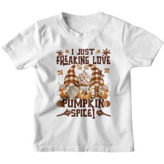 Funny Autumn Gnome Fall Quote Freaking Love Pumpkin Spice Cool Gift Youth T-shirt - Monsterry