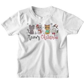 Funny Cat Christmas Meowy Catmas Xmas Kids Girls Boys Gifts Youth T-shirt - Thegiftio UK