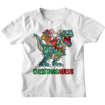 Funny Christmas Santa Riding Dinosaur T Rex Xmas Boys Kids Youth T-shirt - Thegiftio UK