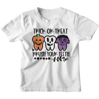 Funny Dental Dentist Trick Or Treat Brush Your Th Spooky Youth T-shirt - Thegiftio UK