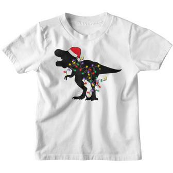 Funny Dinosaur Christmas Pajamas T Rex Xmas Lights Kids Boys Youth T-shirt - Thegiftio UK