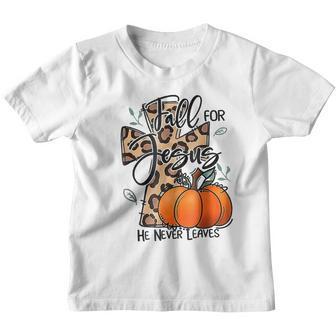 Funny Fall For Jesus He Never Leaves Autumn Christian  V2 Youth T-shirt