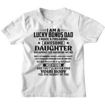 Funny Fathers Day Bonus Dad Gift From Daughter Son Wife Kids Youth T-shirt - Thegiftio UK
