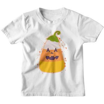 Funny Halloween Candy Corn Pumpkin Youth T-shirt - Monsterry