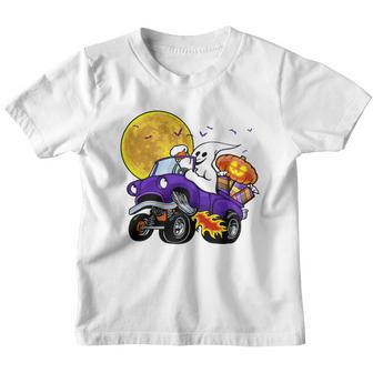 Funny Halloween Ghost Muscle Car Youth T-shirt - Monsterry