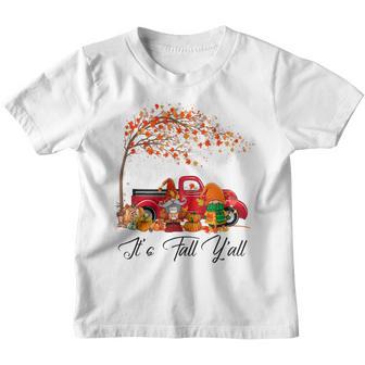 Funny Its Fall Yall Cute Gnomes Pumpkin Truck Autumn Tree Youth T-shirt - Thegiftio UK