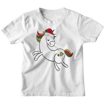 Funny Unicorn Santa Hat Christmas Pajama Women Girls Kids Youth T-shirt - Thegiftio UK