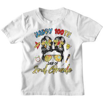 Girl Messy Bun Hair 2Nd Grade 100Th Day Of School Kids Youth T-shirt - Thegiftio UK