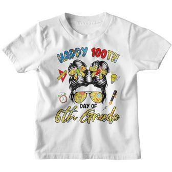 Girl Messy Bun Hair 6Th Grade 100Th Day Of School Kids Youth T-shirt - Thegiftio UK