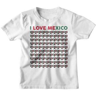 Girls Love Mexico Soccer Balls Kids Toddler Mexican Flag Youth T-shirt - Thegiftio UK