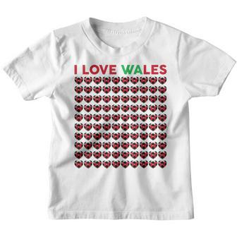 Girls Love Wales Soccer Balls Kids Toddler Welsh Flag Youth T-shirt - Thegiftio UK