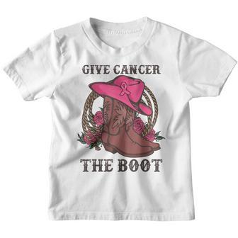 Give Cancer The Boot Breast Cancer Awareness Western Cowboy Youth T-shirt - Thegiftio UK
