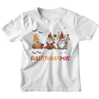 Gnomes Hallothanksmas Halloween Thanksgiving Christmas V6 Youth T-shirt - Thegiftio UK