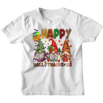 Gnomes Happy Hallothanksmas Halloween Thanksgiving Christmas V7 Youth T-shirt - Thegiftio UK