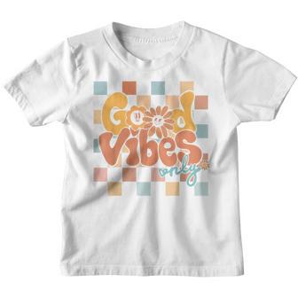 Good Vibes Only Retro Happy Face Groovy Flower Hippie Youth T-shirt - Thegiftio UK