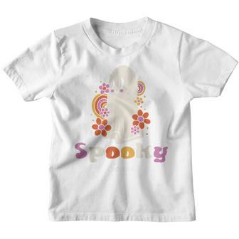 Groovy Vintage Floral Ghost Spooky Season Halloween V2 Youth T-shirt - Thegiftio UK