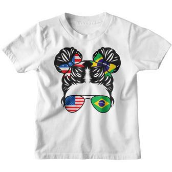 Half American Half Brazilian Girl Usa Brazil Flag Patriot V2 Youth T-shirt - Thegiftio UK