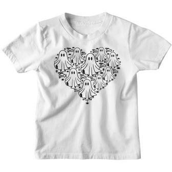 Halloween Heart Boo Ghost Spooky Vibes Funny Halloween Youth T-shirt - Thegiftio UK