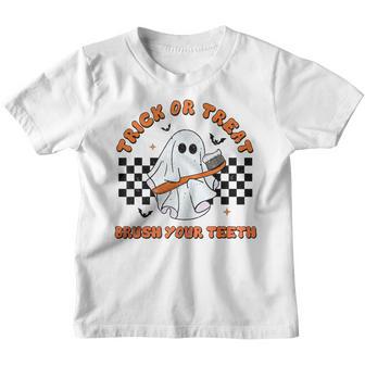 Halloween Trick Or Treat Brush Your Th Dental Ghost Funny V4 Youth T-shirt - Thegiftio UK