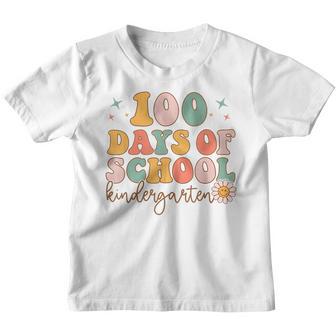 Happy 100 Days Of School Kindergarten Smarter Groovy Retro Youth T-shirt - Thegiftio UK