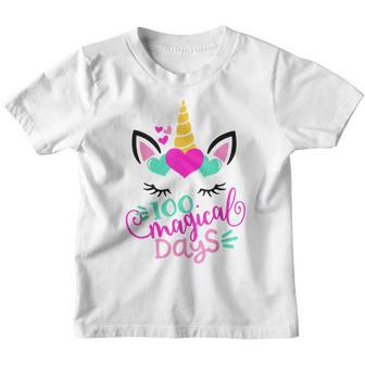 Happy 100 Days Of School Magical Cute Unicorn Days Kids Youth T-shirt - Thegiftio UK