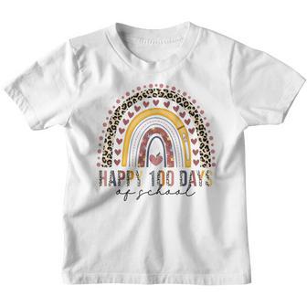 Happy 100Th Day Of School Leopard Rainbow Teacher 100 Days V5 Youth T-shirt - Thegiftio UK