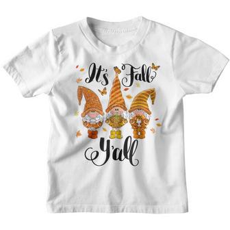 Happy Fall Yall Gnome Leopard Pumpkin Funny Autumn Gnomes Youth T-shirt - Thegiftio UK